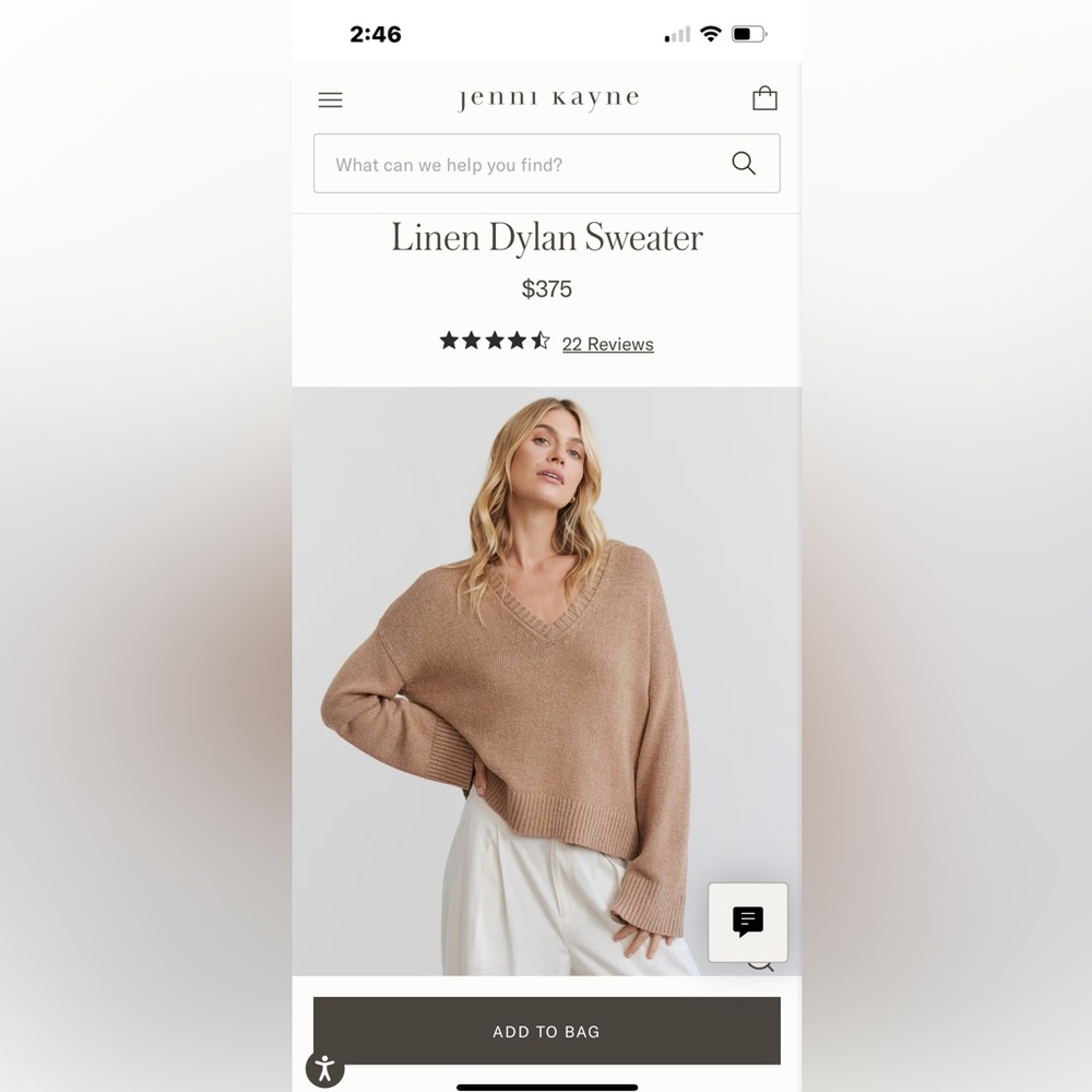 Jenni Kayne Dylan Tan V-Neck Sweater